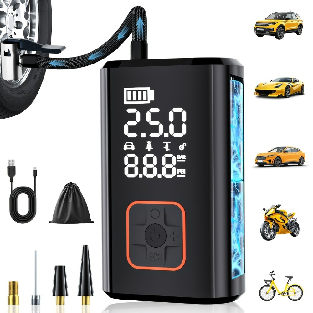 Car Portable Tire Inflator - Compresseur d'air portable sans fil, gonfleur