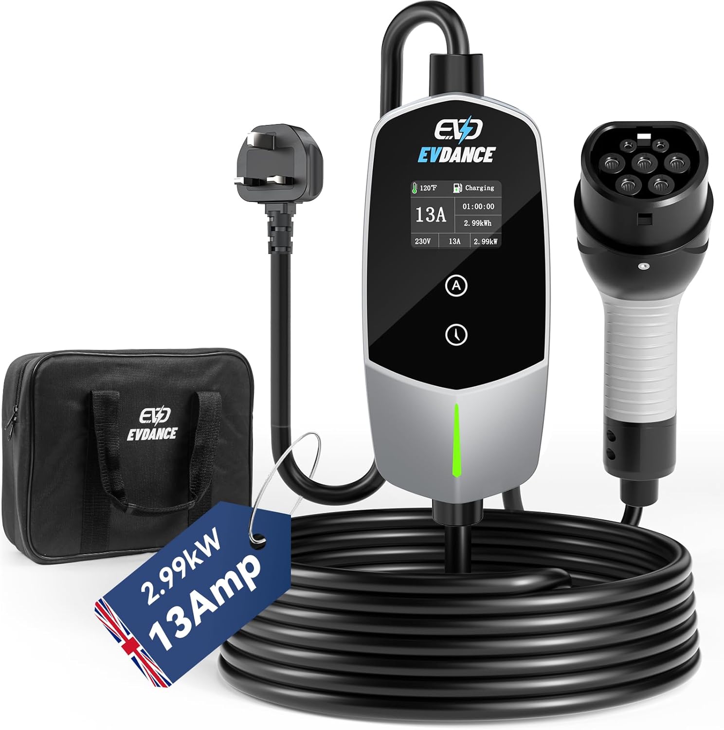 Car Accessories Uk - Chargeur EV portable EVDANCE, type 2,