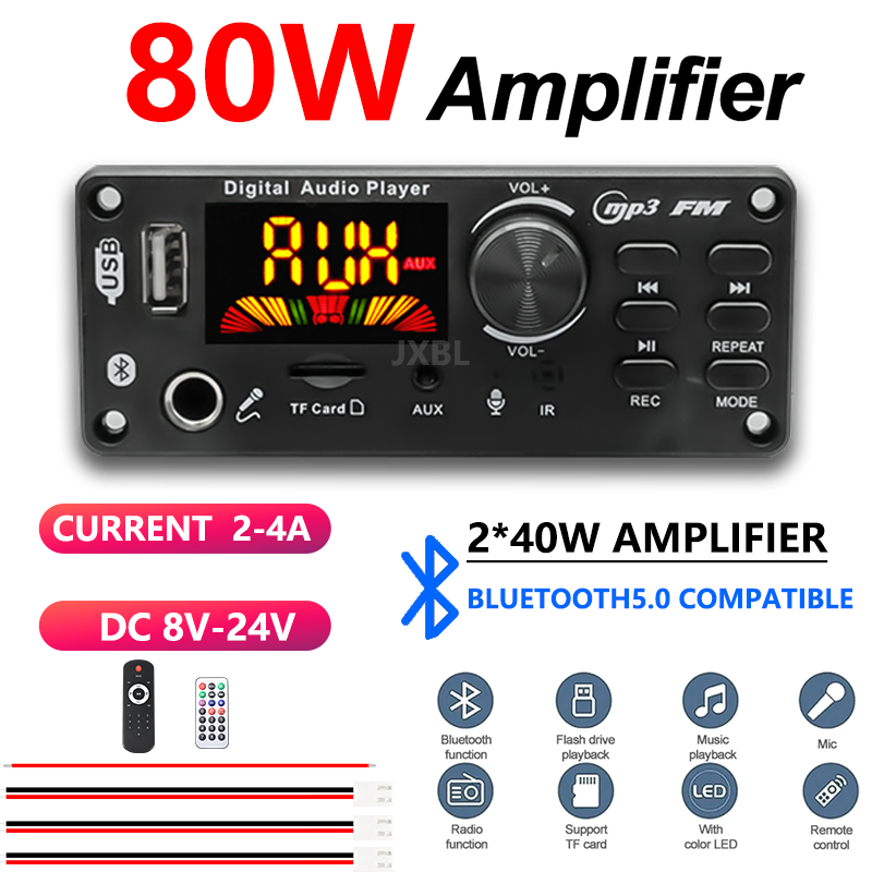 Fm Transmitter - Carte décodeur MP3 Bluetooth 5.0 80W,